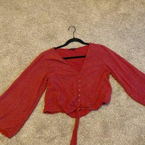 Loose Crop Top with Bell Sleeves